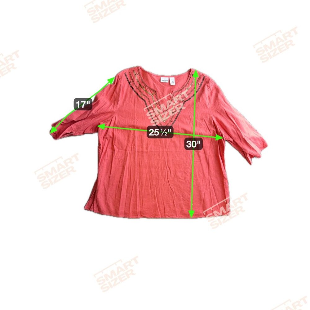 Kim Rogers Womens Linen Blend Tunic Top Size 2x Embroidered Oversized Coastal - Picture 2 of 6